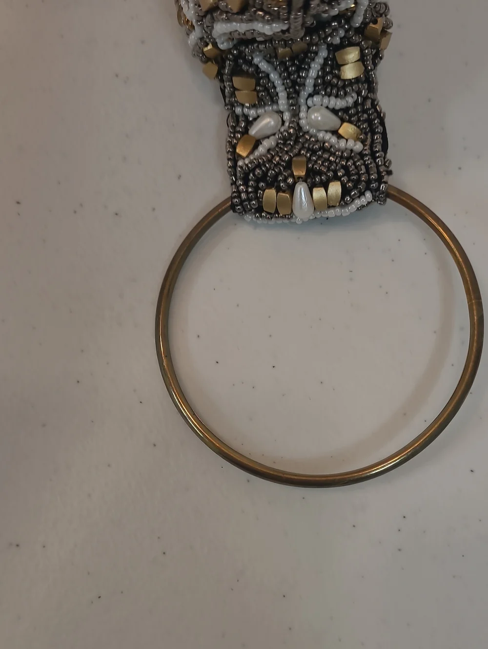 Versona Embellished Black and Gold Metallic & Pearls Evening Dressy Wristlet Bag